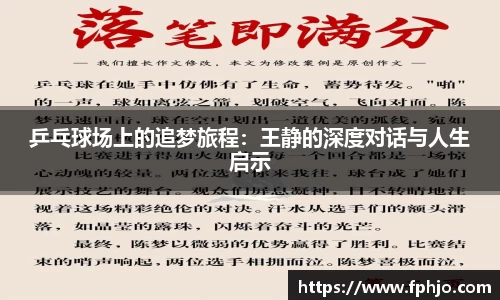 乒乓球场上的追梦旅程：王静的深度对话与人生启示
